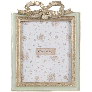 Clayre & Eef 2F1163 Bilderrahmen Grün 16x2x22 cm Romantisch Schleifen-Dekor