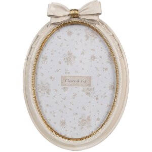 Clayre & Eef 2F1165 Fotorahmen Beige Oval 16x3x22 cm...