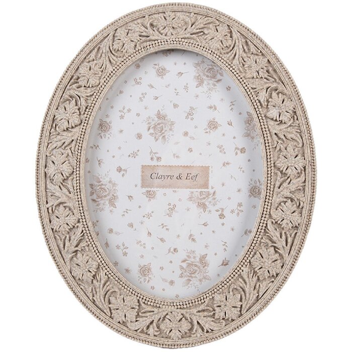 Clayre & Eef 2F1166 Cadru foto Bej Oval 19x23 cm pentru fotografii 13x18 cm Boho
