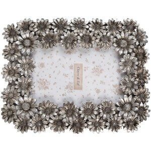 Clayre & Eef Bilderrahmen 10x15 cm Silberfarbig Retro Blumen Design