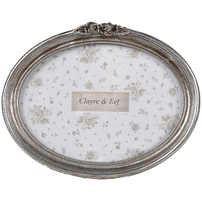 Clayre & Eef 2F1176 Bilderrahmen Silber 20x3x15 cm Oval Retro Vintage