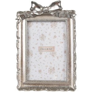Clayre & Eef 2F1178 Fotorahmen Silberfarbig 14x3x21 cm 10x15 cm Romantisch