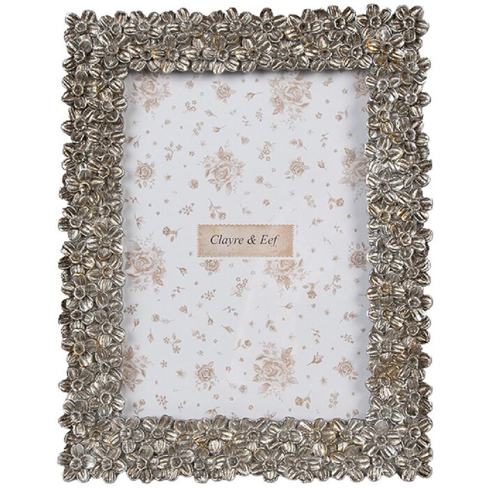 Clayre & Eef 2F1183 Fotorahmen Silberfarbig 18x2x23 cm Retro Blumen Design