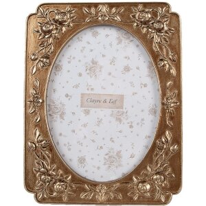 Clayre & Eef 2F1189 Fotorahmen Goldfarbig 14x2x19 cm für 10x15 cm Fotos
