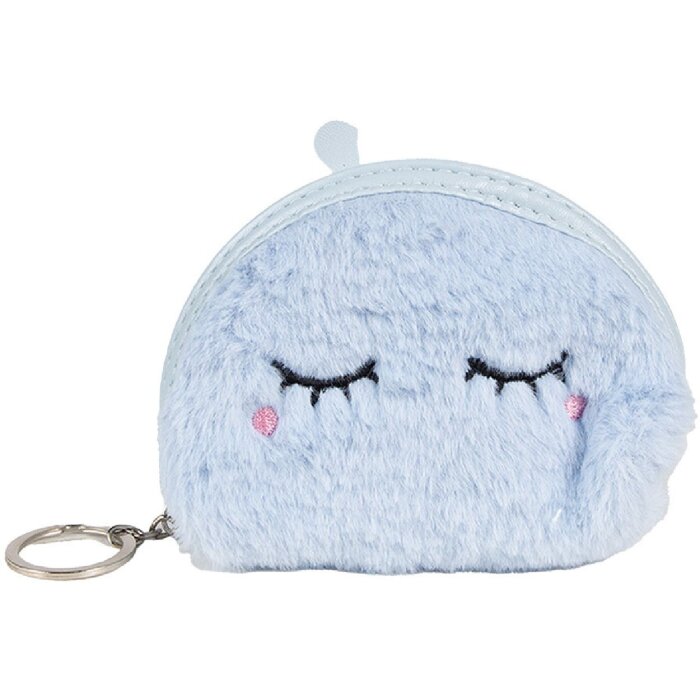 Juleeze JZWA0211 Börse 12x2x14 cm blau mit Gesichtsmotiv und Schlüsselring