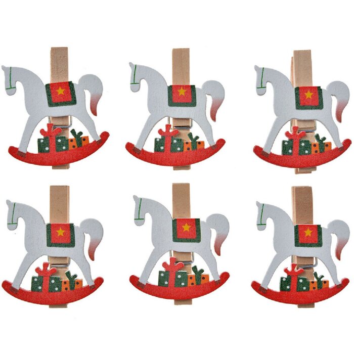 Clayre & Eef 65637 Clemă cu set cal balansoar 6 4x1x4 cm