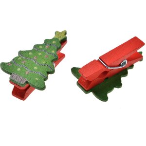 Clayre & Eef 65639 Klammer mit Weihnachtsbaum Set 8 2x1x4 cm
