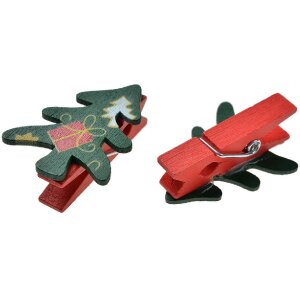 Clayre & Eef 65640 Klammer mit Weihnachtsbaum Set 8 3x1x4 cm