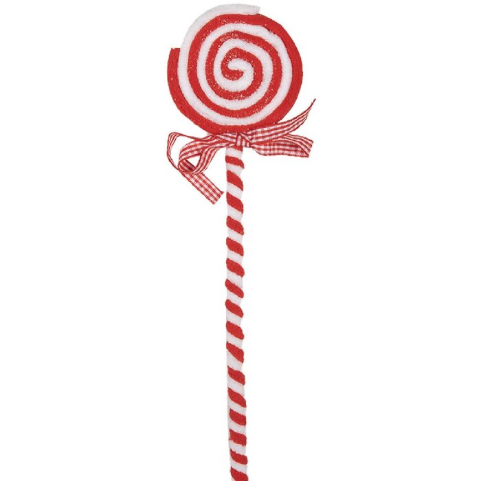 Clayre & Eef 65851 Weihnachtsdeko Lollipop Rot Weiß 9x1x41 cm Kunststoff