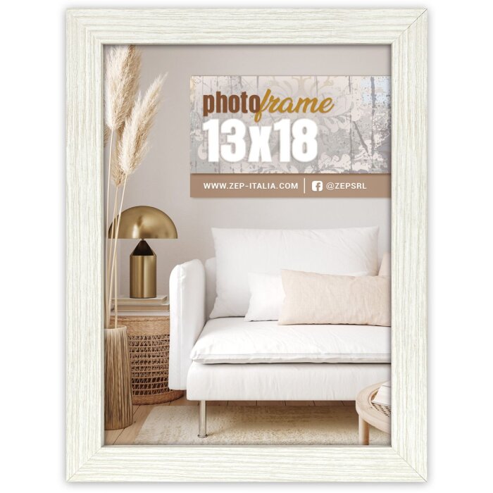 ZEP Holzrahmen Halle 10x15 cm Weiß Blockprofil Klarglas zum Aufstellen Hängen