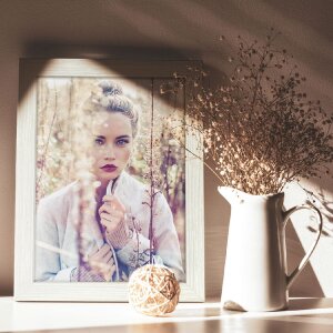 ZEP Holzrahmen Halle 10x15 cm Weiß Blockprofil Klarglas zum Aufstellen Hängen