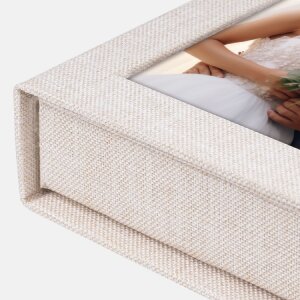 ZEP USB Box Modena Linen bej 11x11x3 cm cu fotografie decupată fără stick USB