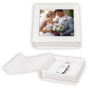 ZEP USB Box Alba Alb Foto decupaj 9x9 cm 11x11x3 cm fără stick USB