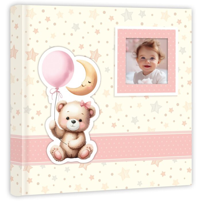 ZEP Babyalbum Brian 24x24 cm rosa mit Bärchenmotiv 40 Seiten Fotokarton