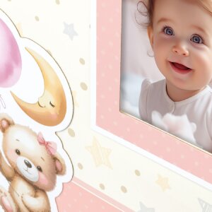 ZEP Babyalbum Brian 24x24 cm rosa mit Bärchenmotiv 40 Seiten Fotokarton