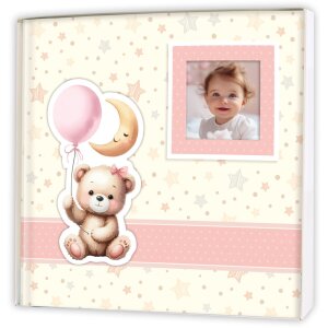 ZEP Babyalbum Brian 24x24 cm rosa mit Bärchenmotiv 40 Seiten Fotokarton