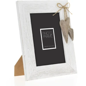 ZEP Cadru foto din lemn Lille alb 13x18 cm cu decor inimă