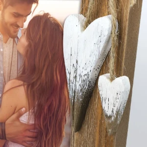 ZEP Cadru foto din lemn Lille Brown 10x15 cm cu decor inimă