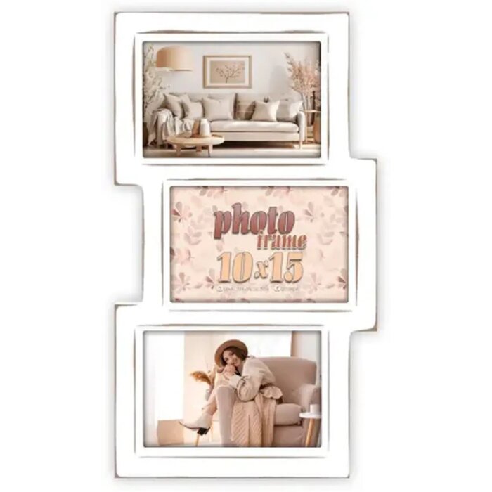 ZEP Cadru din lemn Kepler 3Q Alb 3 fotografii 10x15 cm montare pe perete sau masă