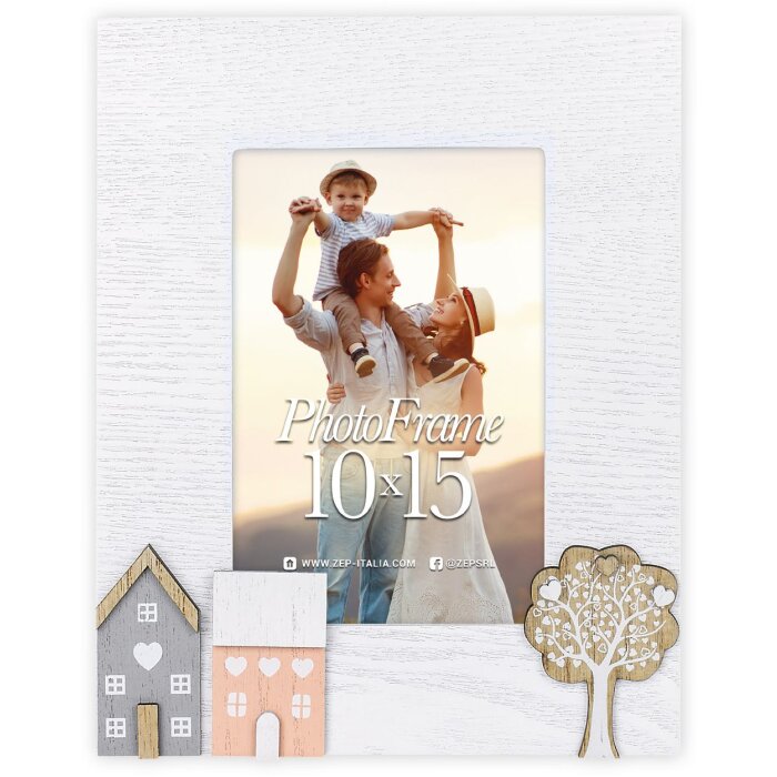 ZEP ramă portret din lemn Riviera 10x15 cm vintage alb cu detalii din lemn