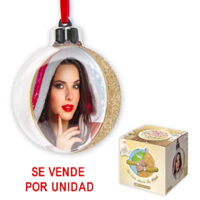 ZEP Weihnachtskugel mit Foto 7,5x7,5 cm Gold zum Hängen