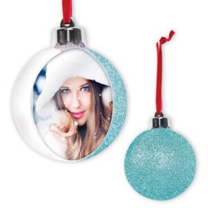 ZEP Weihnachtskugel mit Foto 10x10 cm Blau zum Hängen