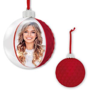 ZEP Weihnachtskugel mit Bild 10x10 cm Rot zum Hängen