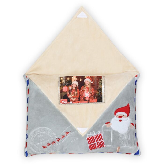 Weihnachts-Fotokissen Umschlagform Plüschstoff 10x15 cm mit Klettverschluss