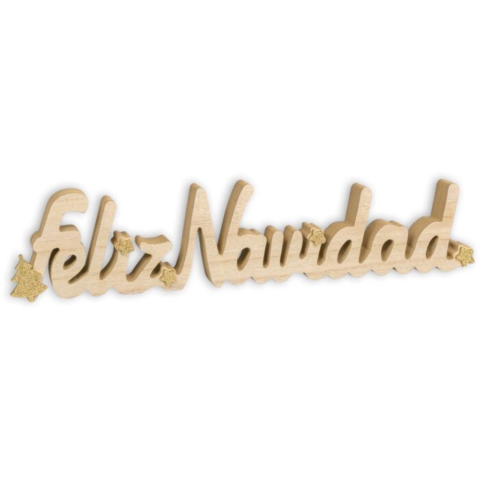 ZEP VP86ES Kevin ES Holz Weihnachtsdekoration 40x2,5x8,5 cm Natur Gold