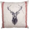 Clayre & Eef NWV24-1 Husă de pernă 45x45 cm Bej Roșu Casa de țară Motivul căprioarei