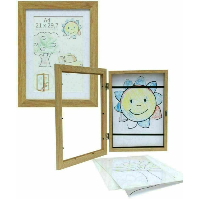 Deknudt S65EH1 Bilderrahmen Kinderzeichnungen Naturholz A4 Braun 21x29,7 cm
