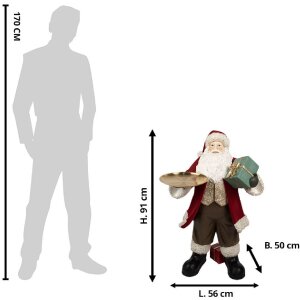 Clayre & Eef 5PR0140 Weihnachtsmann Dekofigur Rot Weiß 56x50x91 cm Polyresin