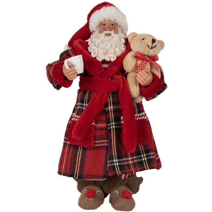 Clayre & Eef 65589 Decorațiune pentru Moș Crăciun Roșu Alb 16x10x27 cm