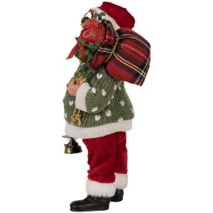 Clayre & Eef 65592 Moș Crăciun figură decorativă 17x11x27 cm verde roșu textil