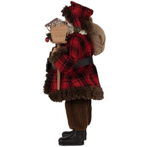 Clayre & Eef 65595 Weihnachtsmann Dekofigur 18x10x27 cm Rot Braun Landhausstil