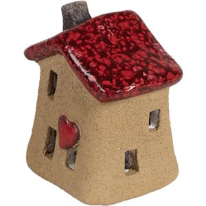 Clayre & Eef 6CE1778 Casă decorativă maro roșu ceramică 7x6x8 cm