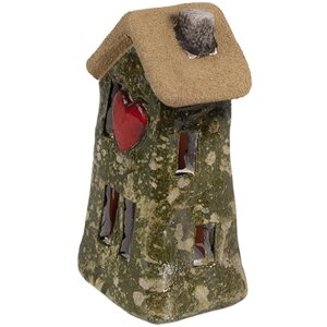 Clayre & Eef 6CE1779 Deko Haus Landhausstil Keramik Grün Braun Herz 5x5x10 cm