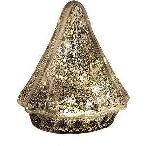 Clayre & Eef 6GL4570ZI Weihnachtsbaum LED Ø 14x16 cm Silber Vintage Look