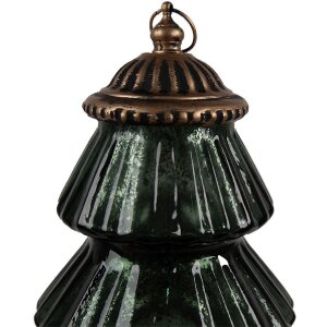 Clayre & Eef 6GL4574GR Weihnachtsbaum LED Glas Grün Ø 16x22 cm Landhausstil