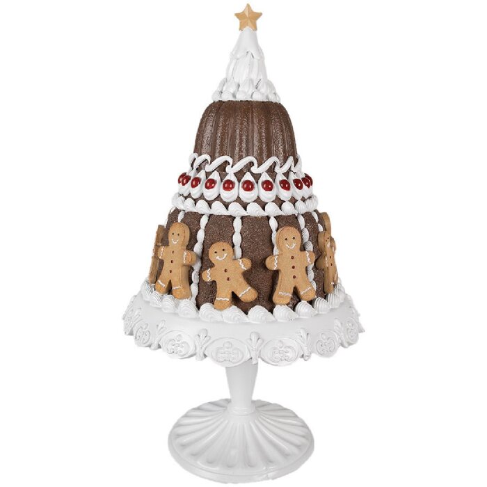 Clayre & Eef 6PR4247 Tort decorativ Gingerbread Ø 29x52 cm Brown White Country Style