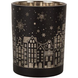 Clayre & Eef 6GL4606 Set de suporturi pentru lumânări de ceai Black Gold Ø 9x10 Ø 10x12 cm