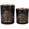 Clayre & Eef 6GL4606 Set de suporturi pentru lumânări de ceai Black Gold Ø 9x10 Ø 10x12 cm
