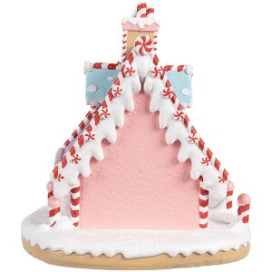 Clayre & Eef 6PR4268 Weihnachtshaus Rosa Violett Polyresin 16x13x15 cm