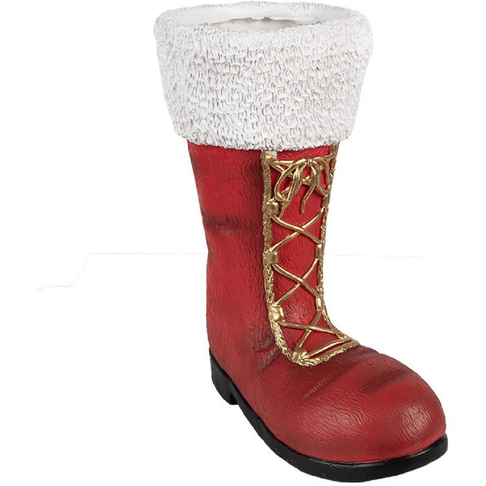 Clayre & Eef 6MG0048 Weihnachtsdeko Stiefel Rot Weiß 32x19x36 cm