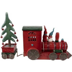 Clayre & Eef 6PR4239 Tren cu decorare LED roșu verde 30x7x21 cm Casă de țară
