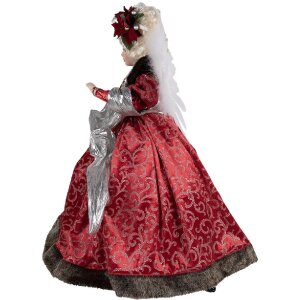 Clayre & Eef 50775 Deko Engel Rot 60x40x86 cm Textil Kunststoff Weihnachten