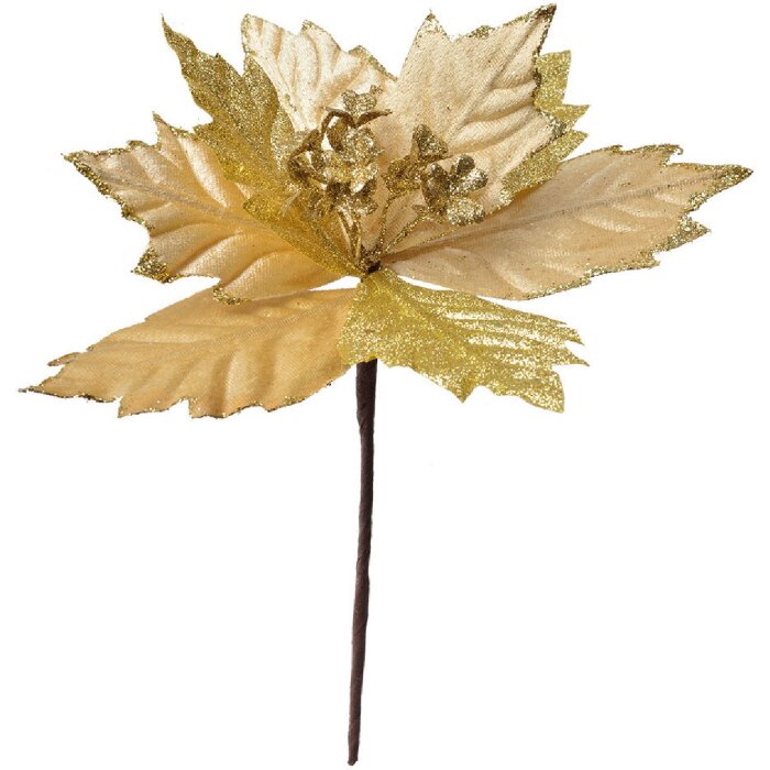 Clayre & Eef 65820 Decorațiune de Crăciun Floare aurie Ø 21x25 cm Plastic