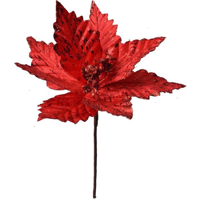 Clayre & Eef 65826 Weihnachtsdeko Blume Rot Ø 23x27 cm Kunststoff