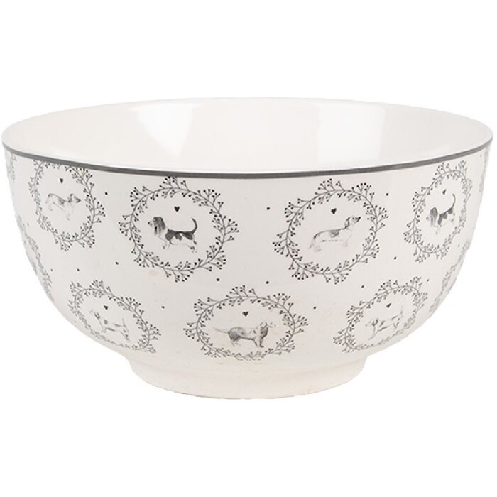 Clayre & Eef LGDBO Supa Bowl Porțelan alb gri Ø 14x7 cm 500 ml