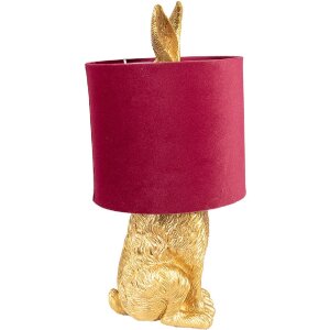 Clayre & Eef 6LMC0099GOVBU Tischlampe Kaninchen Gold Rot Ø 20x43 cm E27 60W